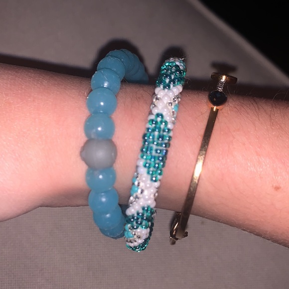Lokai Ankh Blue Green Grey High Low Bracelet Sz S - Picture 3 of 7